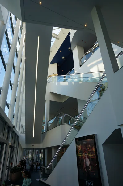 Escalators going up to movie theaters inside Metreon — Stock Photo, Image