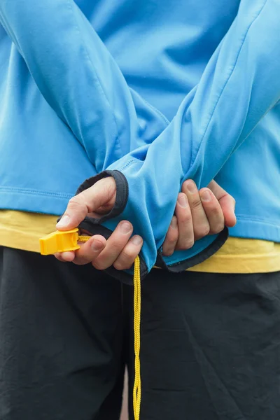 Judge holding a scroll on his back. — Stock Photo, Image