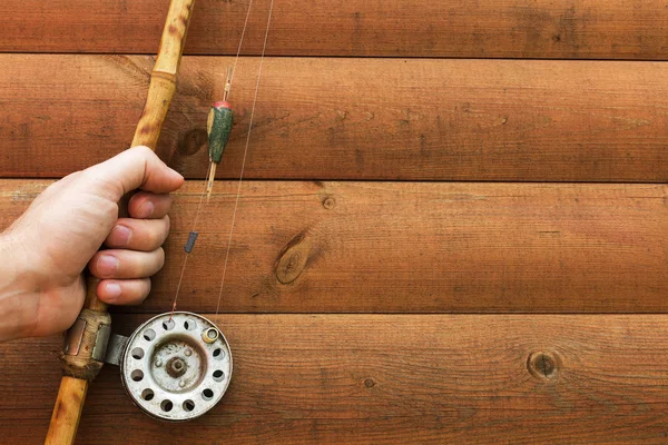 Old Fishing Rod on Nature Background Stock Image - Image of catch, green:  74737407