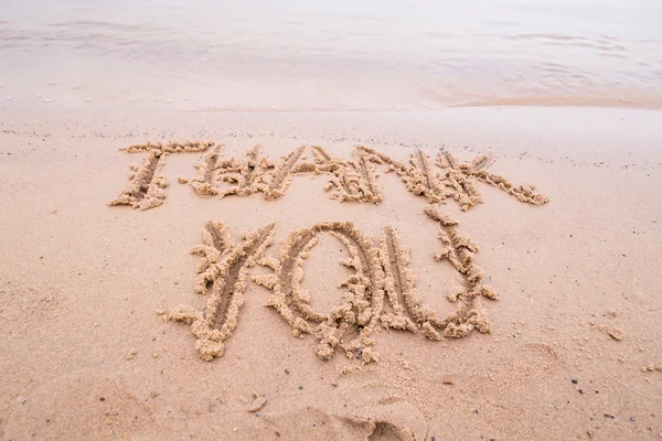 Inscriptions on the sand: Thank you — Stock Photo, Image