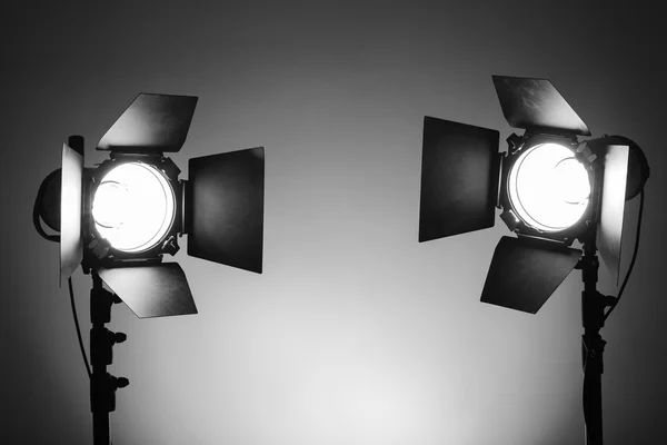 Empty photo studio with lighting equipment — Stock Photo, Image