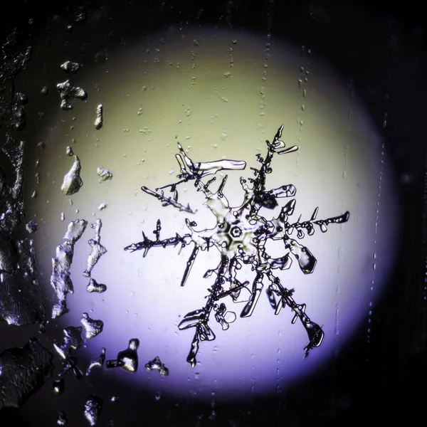 Schneeflocken schweben in einem staubigen Raum. — Stockfoto