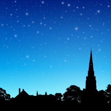 Kilise Spire gece gökyüzü ile