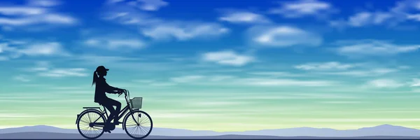 En flicka på cykel — Stock vektor