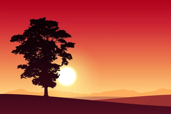 Paysage d'arbres solitaires — Image vectorielle
