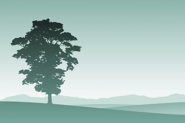 Osamělý strom krajina — Stockový vektor