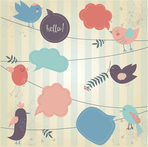 Söta fåglar tweeting — Stock vektor