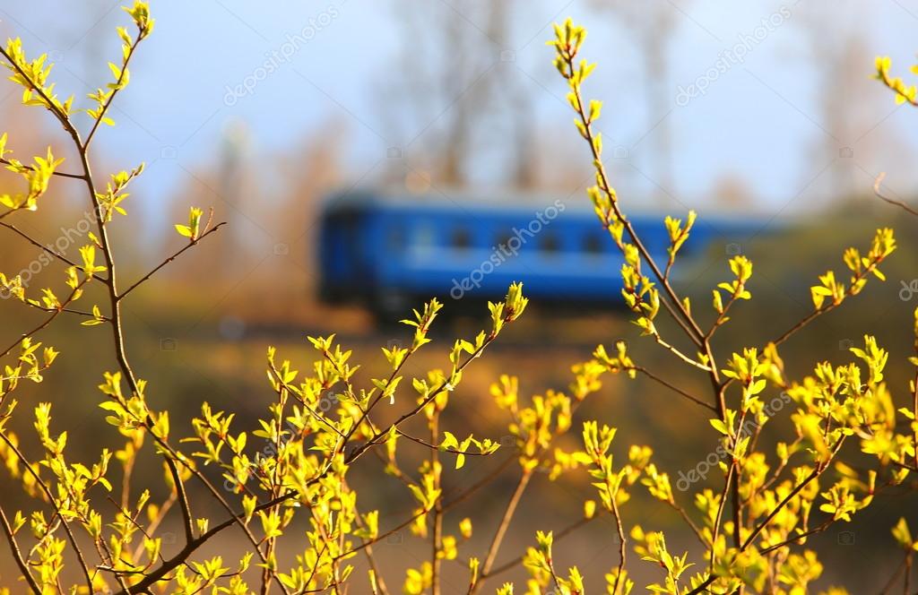 Background with the blue train Stock Photo by ©vshivkova 75753613