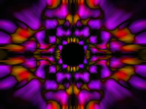Modello Caleidoscopio Sfocato Viola Arancio Sfondo Nero — Foto Stock