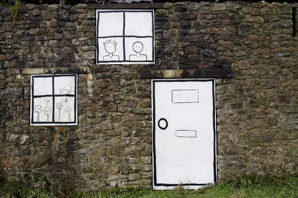 Kreslená okna a dveře — Stock fotografie
