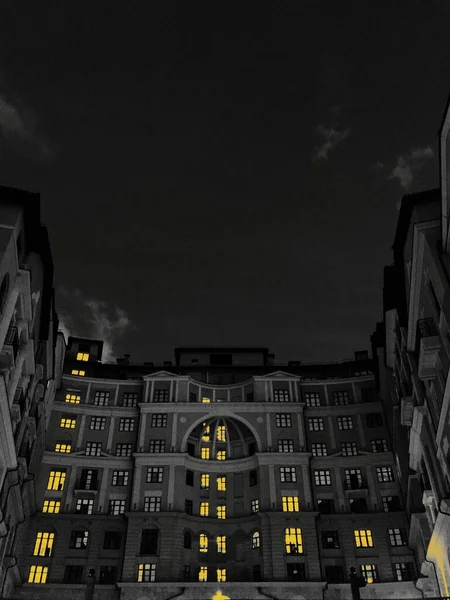 Московский Ночной Городской Пейзаж Высокое Качество Фото — стоковое фото