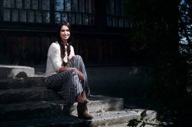 Ülke kadın güneş şerit içinde