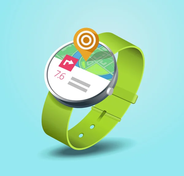 Map application on smart watch wearable device — Stock Vector