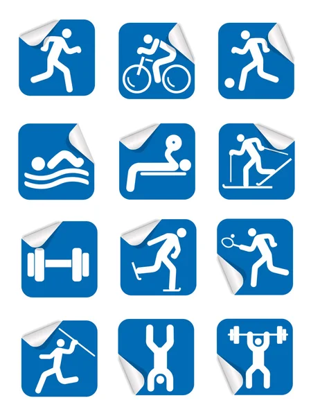 Stickers with fitness sport icons. — Stock Vector