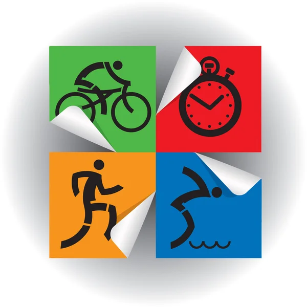 Triatlon fitness pictogrammen. — Stockvector