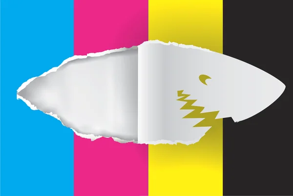 Requin de papier avec des couleurs d'impression . — Image vectorielle