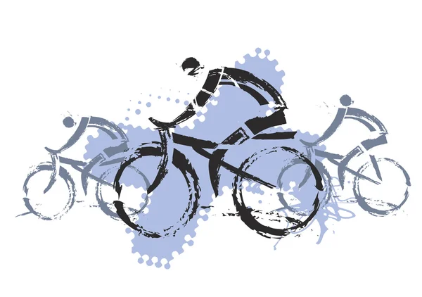 Ciclistas grunge estilizado . — Vector de stock