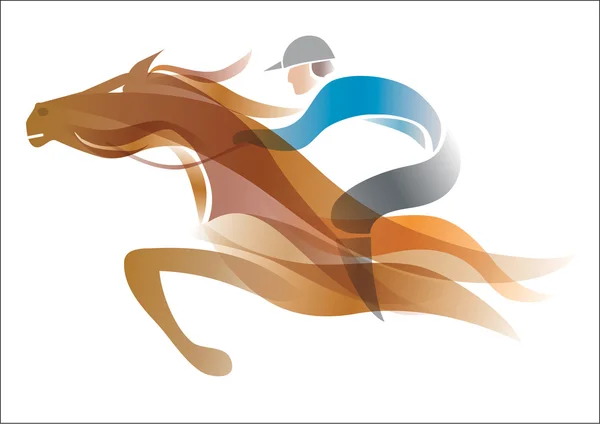 Jockey sobre el caballo . — Vector de stock