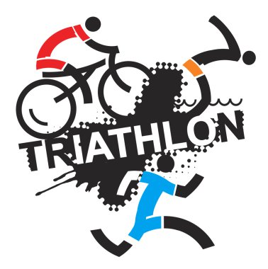 Triatlon yarış yüzücü runner bisikletçi.