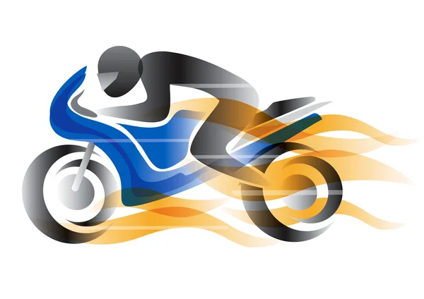 Motocycliste avec flammes . — Image vectorielle