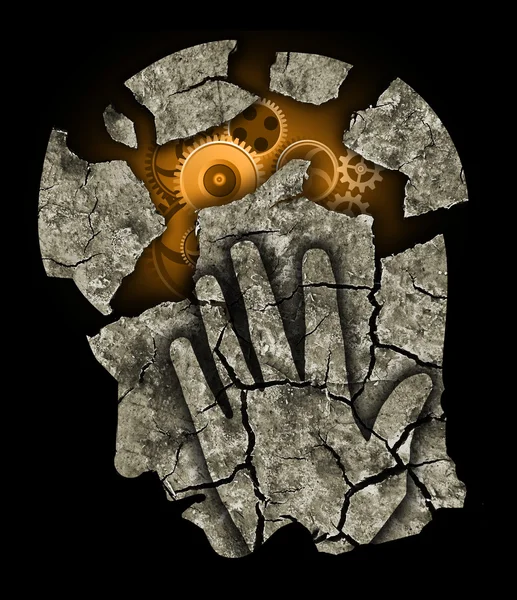 Ο άνθρωπος κεφάλι κατάθλιψη άγχος πονοκέφαλο. — Φωτογραφία Αρχείου