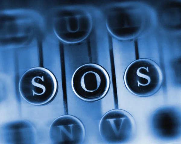 SOS en la máquina de escribir Vintage — Foto de Stock