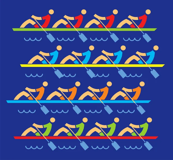 Rowing race icons — Stock Vector