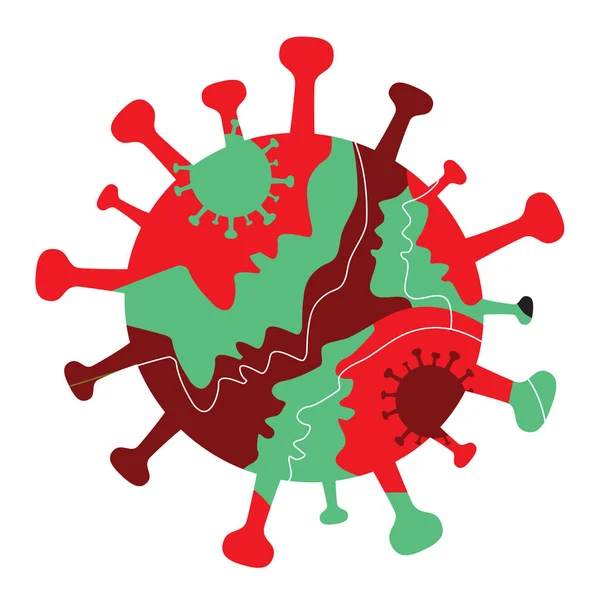 Símbolo Coronavirus Transmisión Persona Persona Silueta Del Símbolo Coronavirus Con — Vector de stock