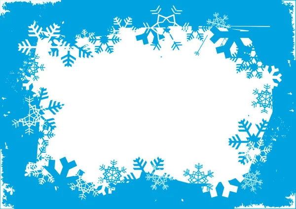 Vánoční Sněhové Vločky Grunge Frame Illustration Modré Zimní Pozadí Sněhové — Stockový vektor