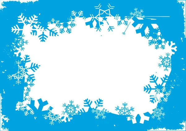 Kerst Sneeuwvlokken Grunge Frame Illustratie Van Blauwe Winterachtergrond Met Sneeuwvlokken — Stockvector