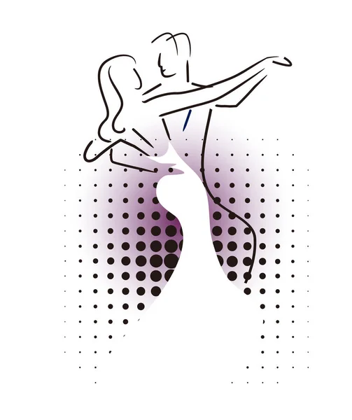 Balroom Dancers Couple Line Art Articulated Illustration Young Couple Dance — 스톡 벡터