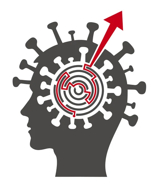 Échapper Dépression Stress Temps Pandémie Coronavirus Concept Labyrinthe Illustration Stylisé — Image vectorielle