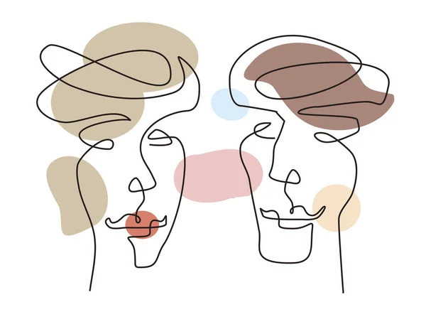 Hombre Mujer Enamorados Minimalistas Estilizados Pareja Con Diseño Dibujo Línea — Vector de stock