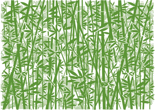 Bamboo Background Dotted Raster Stylized Decorative Illustration Green Bamboo White — Stock Vector