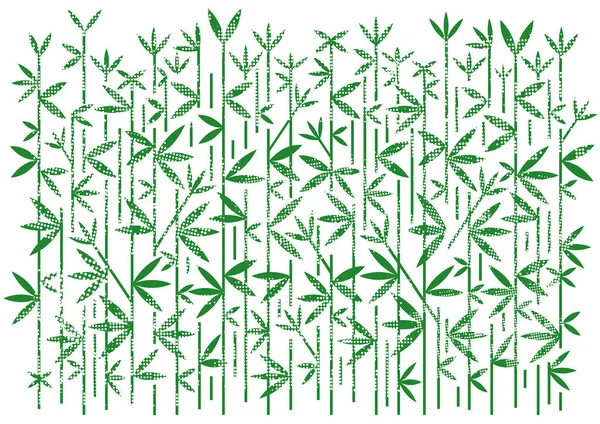 Бамбуковий Фон Пунктирною Растрою Стилізована Декоративна Ілюстрація Зеленого Бамбука Білому — стоковий вектор