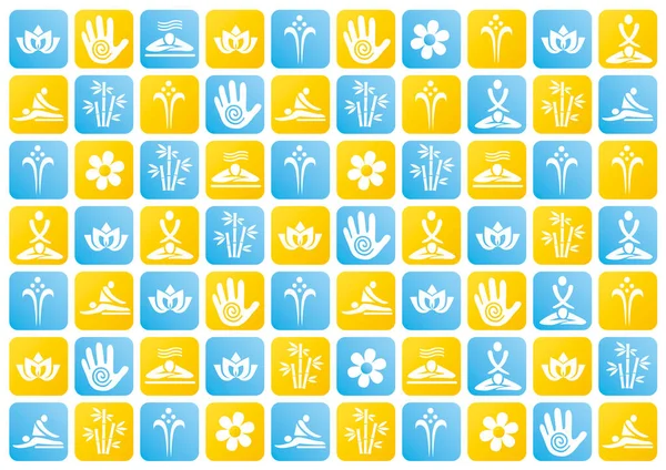 Decorative Background Spa Massage Icons Illustration Square Raster Spa Symbols — Stock Vector