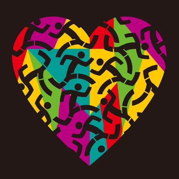 Jag Älskar Löpning Hjärtsymbol Illustration Färgglada Hjärta Med Ikoner För — Stock vektor