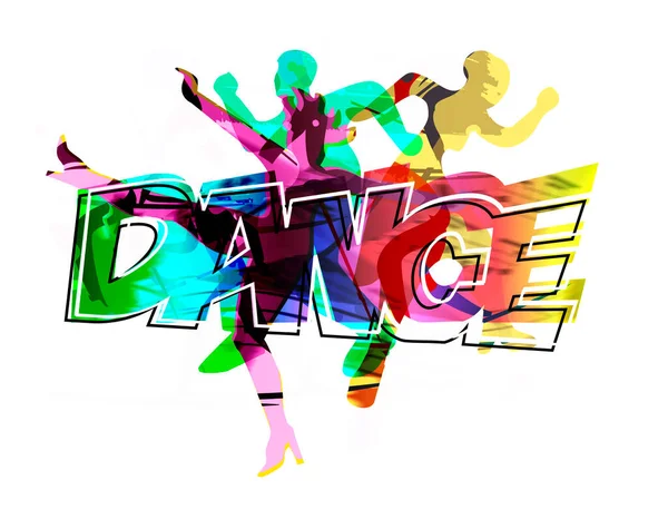 Dancers Modern Disco Dance Expressive Stylized Illustration Three Dancing Young — Stock Photo, Image