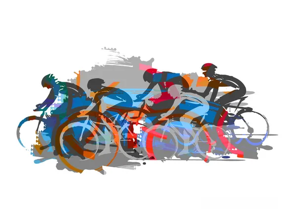 Cycling Race Road Cycling Expressive Illustration Cyclists Full Speed Imitation — Stock Photo, Image