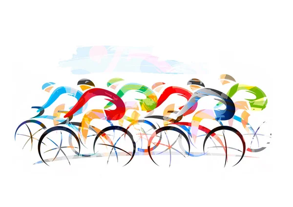 サイクリングレース ロードサイクリング フルスピードで自転車の表現イラスト 水彩画の模倣 — ストック写真