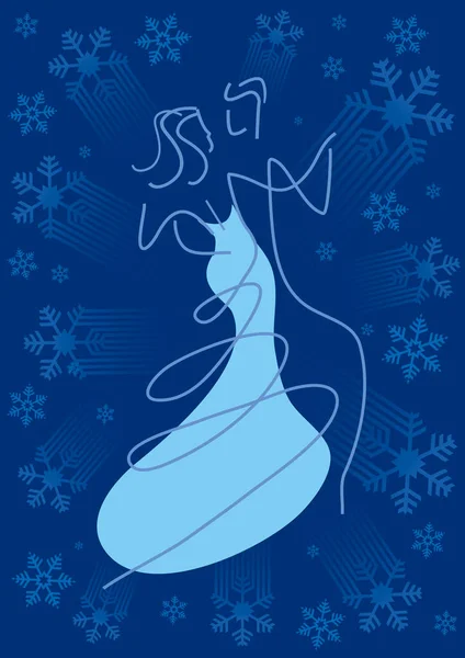 Balroom Tancerze Para Płatki Śniegu Tła Line Sztuki Stylizowane Ilustracja — Wektor stockowy