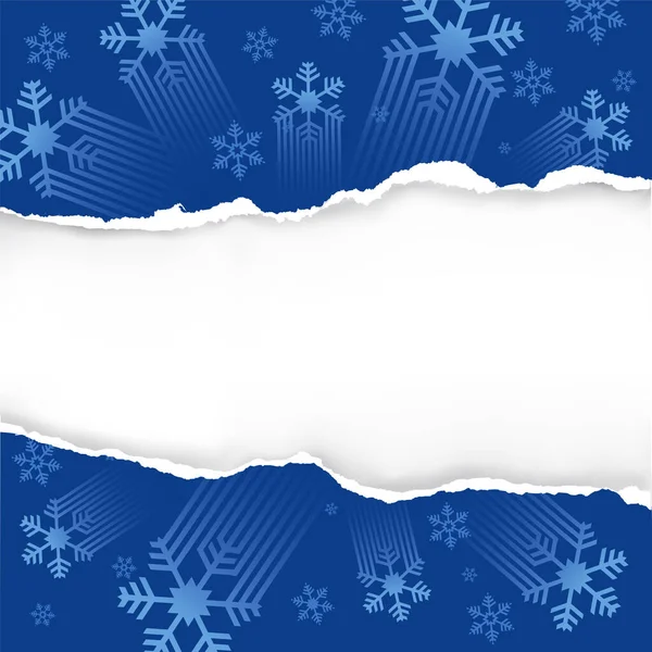 Kék Karácsonyi Háttér Szakadt Papír Illusztrációja Kék Háttér Stilizált Hópelyhek — Stock Vector