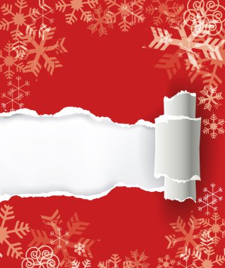 Yırtık kağıt ile kırmızı Noel arka plan