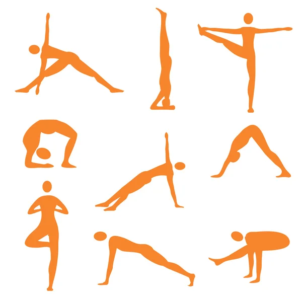 Yoga fitness icônes orange — Image vectorielle