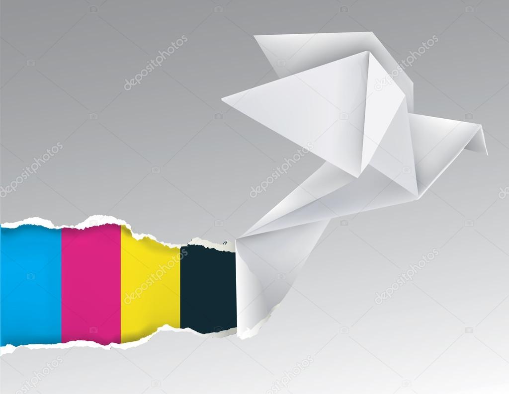 Origami Bird With Print Colors Stock Vector Chachar