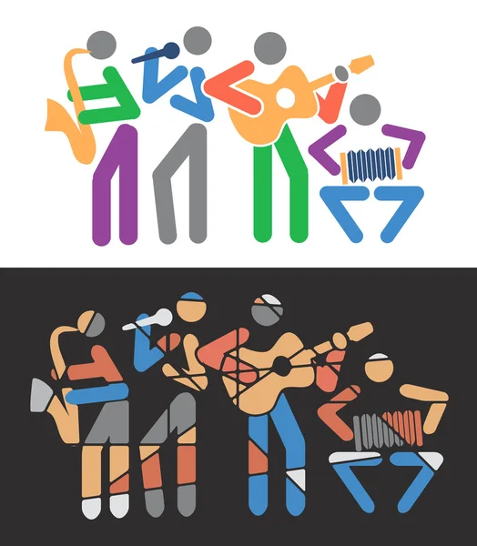 Grupos musicais desenhos animados coloridos —  Vetores de Stock