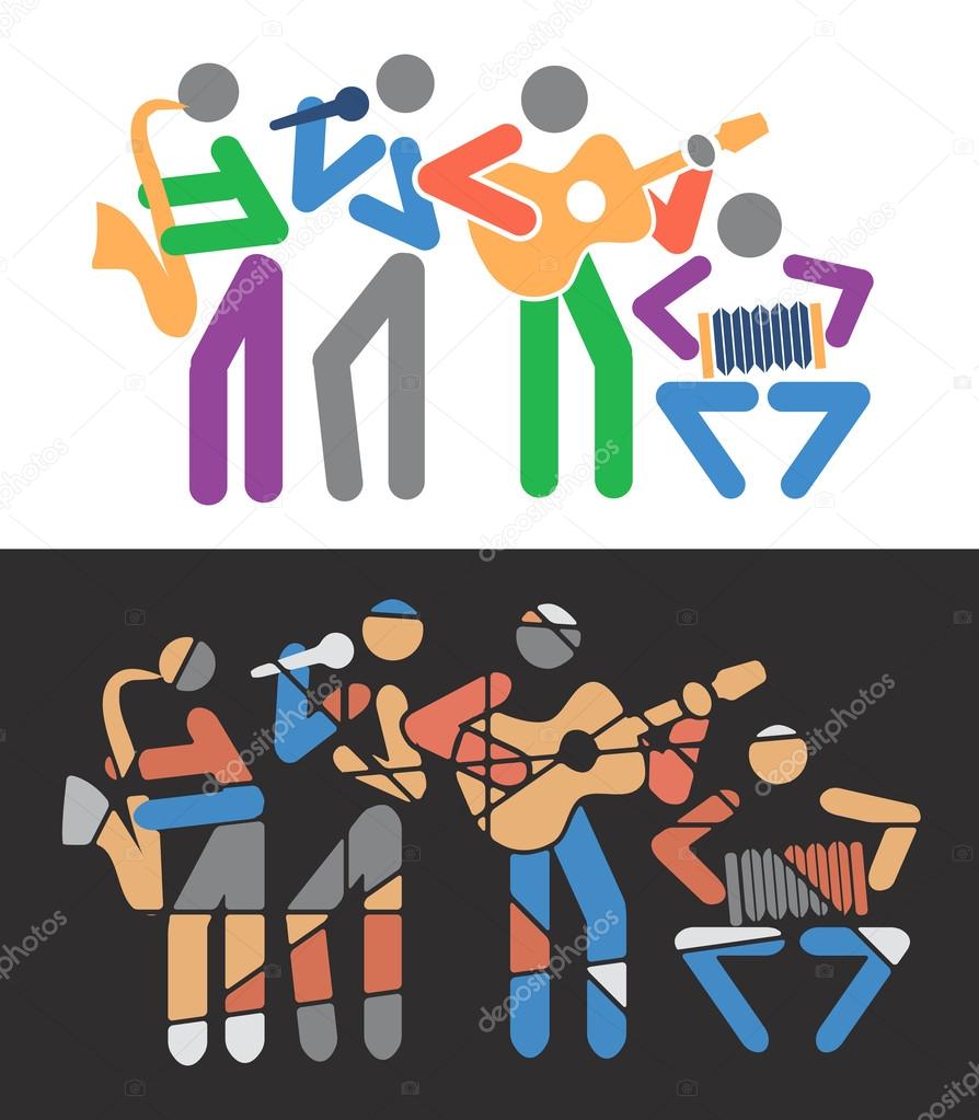 Music groups colorful cartoons