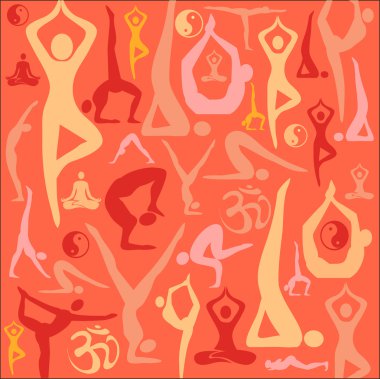 Yoga simgeler kırmızı arka plan