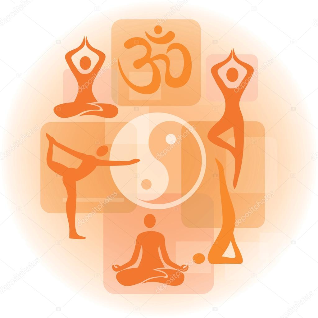 Collage of yoga icons Stock Illustration by ©chachar 61835915