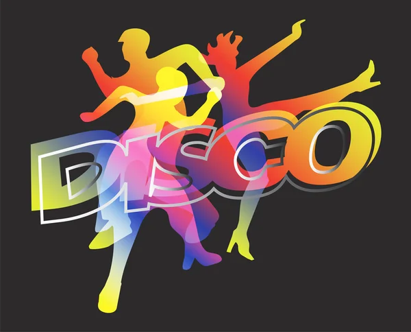 Bailarinas de discoteca sobre fondo negro — Vector de stock